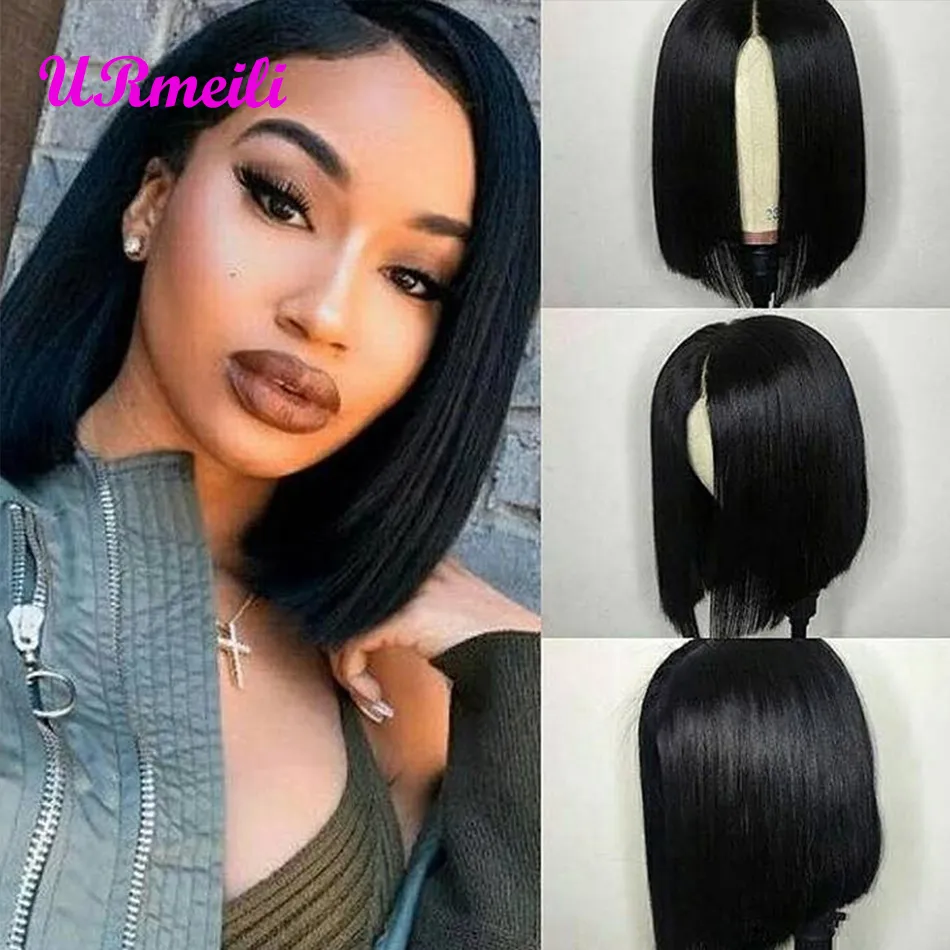 Bob Perruques Pour Femmes Court Lace Front Cheveux Humains BOB Perruque Avec Bébé Cheveux Brésiliens Raides Humains Remy Cheveux Blanchis Noeuds 150% Densité