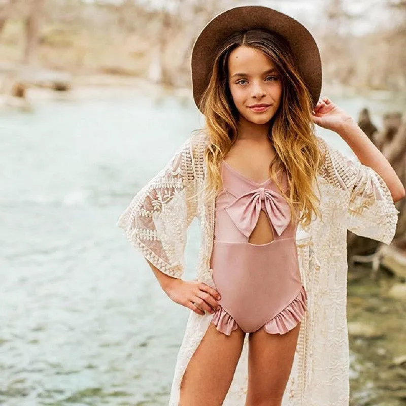 Pink ruffle sales bathing suit