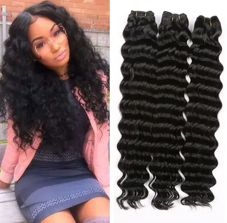 Brazilian Deep Wave Virgin Hair Unprocessed Human Hair Extensions Curly