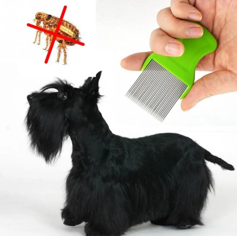 Animal de compagnie chien chat propre peigne brosse chien cheveux toilettage outil en acier inoxydable longue aiguille Nit poux peigne animal puces peigne attraper les poux livraison gratuite