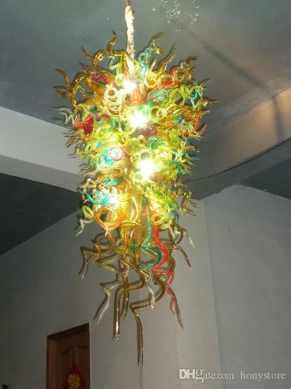 Luksusowe ładne żyrandole lampy nowoczesne sztuki wystrój wisiorek styl światła dmuchany Murano Glass Hotel Chandelier Oświetlenie 110V-240V