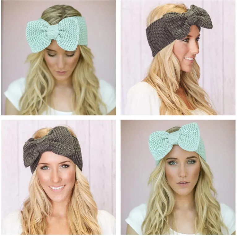 mulheres nó torcido Headband Meninas Inverno malha Ear Warmer Turban envolve Lã Hairband yoga chapéu feito malha Cabeça Turbantes Meninas Acessórios de cabelo