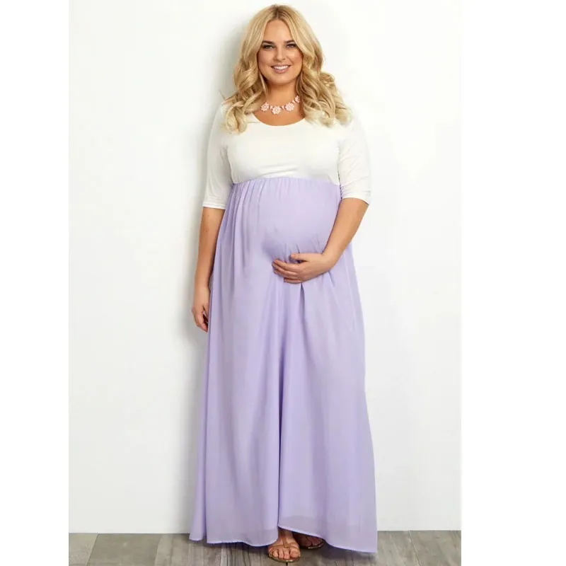 Vestidos de maternidad de gasa de talla grande para mujeres embarazadas, ropa larga y recta, Vestidos de embarazo, ropa para madres