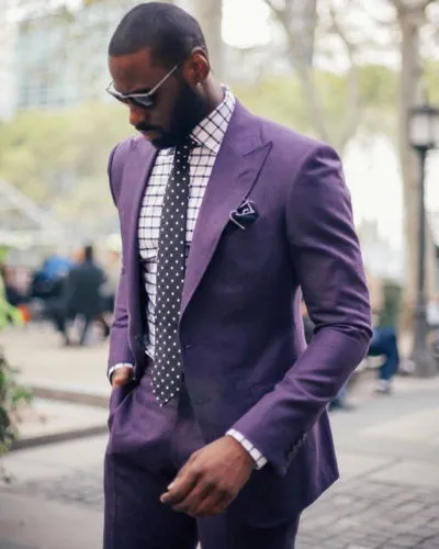Handsome Burgundy Men Wedding Tuxedos Peak Lapel Slim Fit Groom