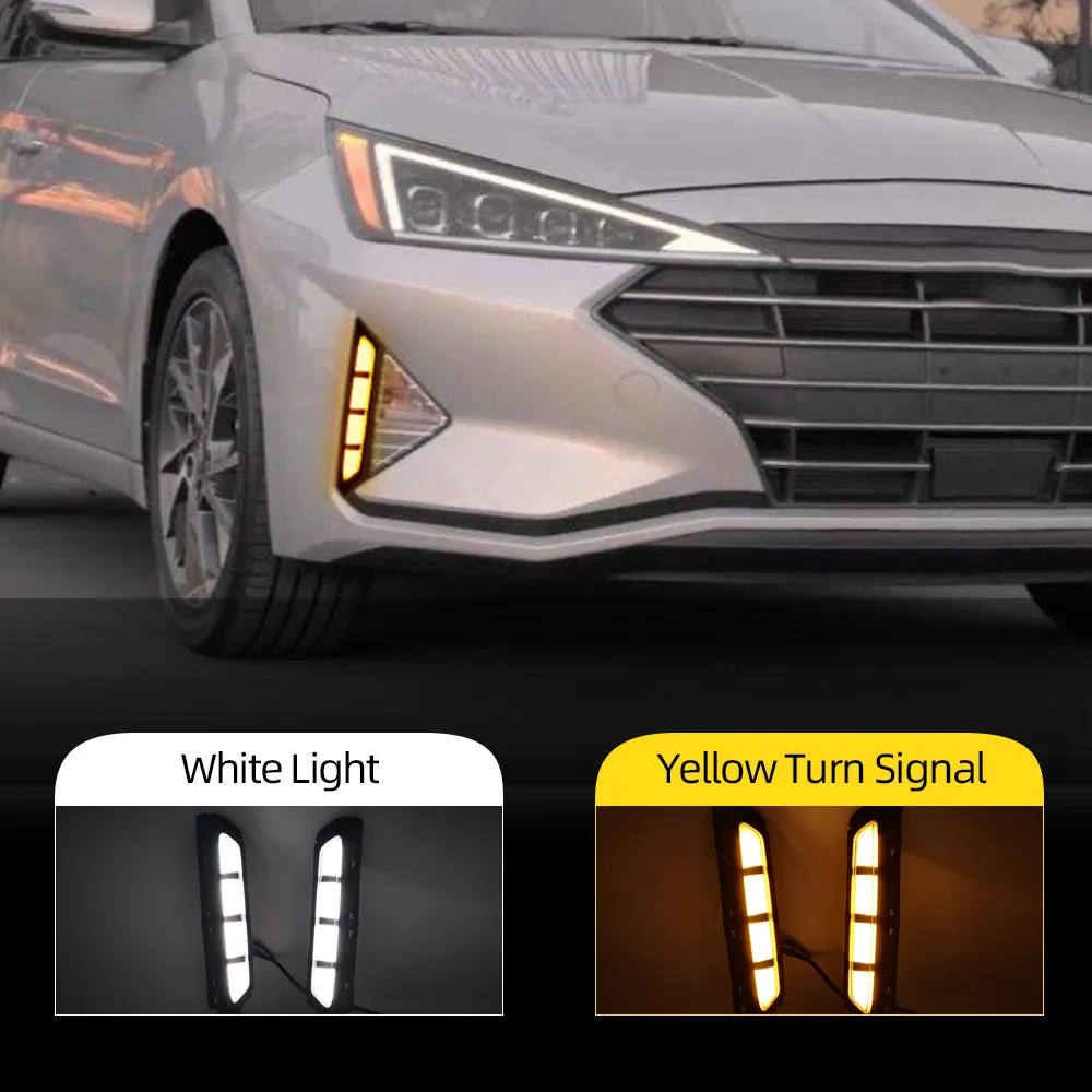 Sarı Sinyal lambası DRL ile Hyundai Elantra 2019 2020 DRL Gündüz Işıklar için 2 adet LED sis lambası