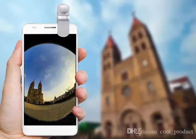 Kit Universale 3 in 1 obiettivi per fotocamere smartphone - include 1 Obiettivo Fisheye / 1 Obiettivo 2 in 1 Macro e Grandangolo / 1 Supporto Universale con Clip / 1 Custodia
