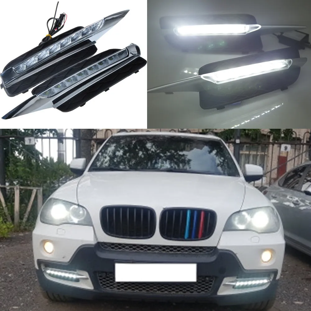 1 Definir DRL para BMW X5 E70 2007 2008 2009 2010 2010 Diário Luzes de luz do dia do dia Led Névoa Lumin