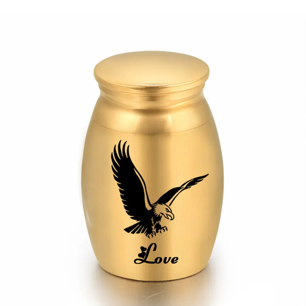 Aluminium Flying Eagle łaskaski Urna Urna Pamięci Urna Pet Ptaki Ptaki Ashes Uchwyt Kremacja Urna dla Ashes Pet Urn 16x25mm