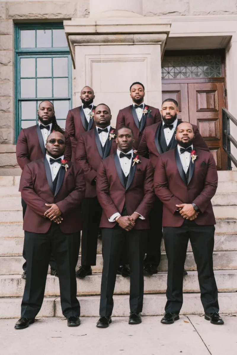 Burgundy Men Suits Three Pieces Mens Prom Tuxedos Suits Latest Pants Jacket Design Slim Fit Tailor BlazerJacket Pants Vest Bowtie From 85 04 DHgate
