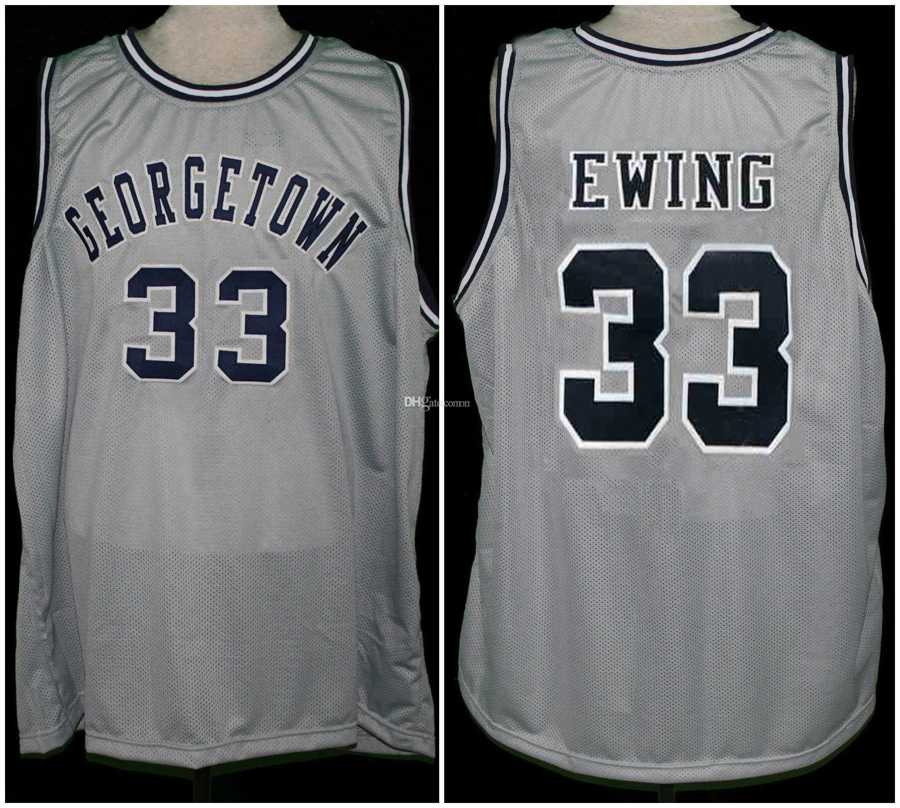 Georgetown Hoyas College Patrick Ewing #33 Jersey de basquete retro cinza Jersey
