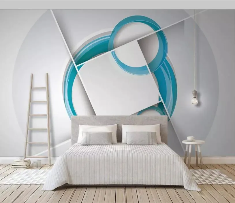 Personnalisé photo 3d papier peint murale Carré arrondi géométrique en trois dimensions chambre à coucher HD soie fond d'écran de mur pour le salon
