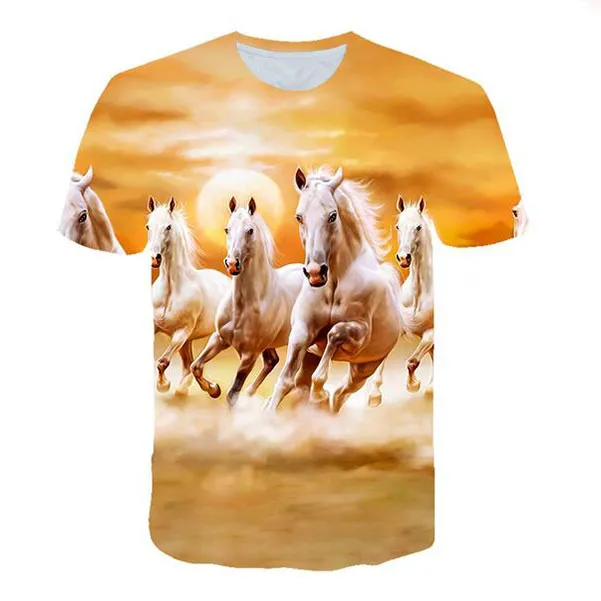 Moda de Nova Mens / Womans cavalo camiseta Verão Estilo engraçado Unisex 3D Imprimir Casual Tops T-shirt mais AF0525 Tamanho