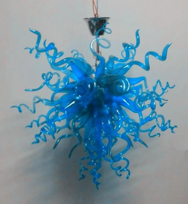 100% soufflé à la bouche CE UL borosilicate verre de Murano Dale Chihuly Art pendentif bleu Led plafonnier