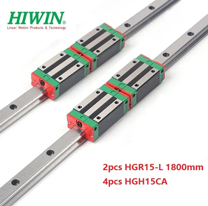 2 pièces Original nouveau HIWIN HGR15-1800mm guide/rail linéaire + 4 pièces HGH15CA blocs étroits linéaires pour pièces de routeur cnc