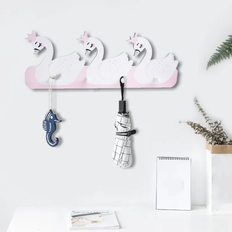 Nordic Lovely Melamine Wood Swan Bear And Wall Shelves Melamine