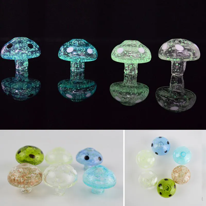 Glas Carb Cap Ljusande Caps Glow in the Dark Carbs Cap Svampform Färgglad Cap OD 31 mm för Banger Bong Oil Dab Rigs Röktillbehör