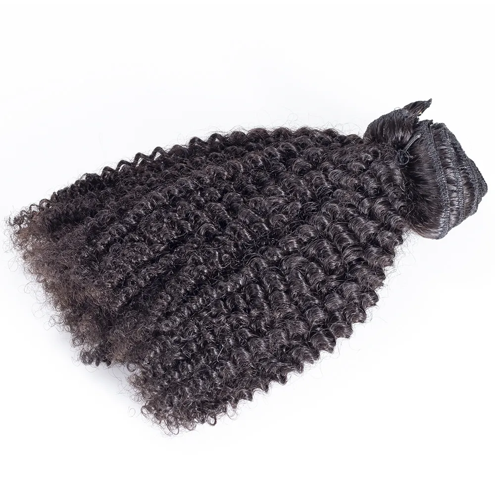 Virgem peruana Natural 12 a 26 polegadas 100g 120g 140g 160g Afro Kinky Curly 4A Human Hair Extension Clip em