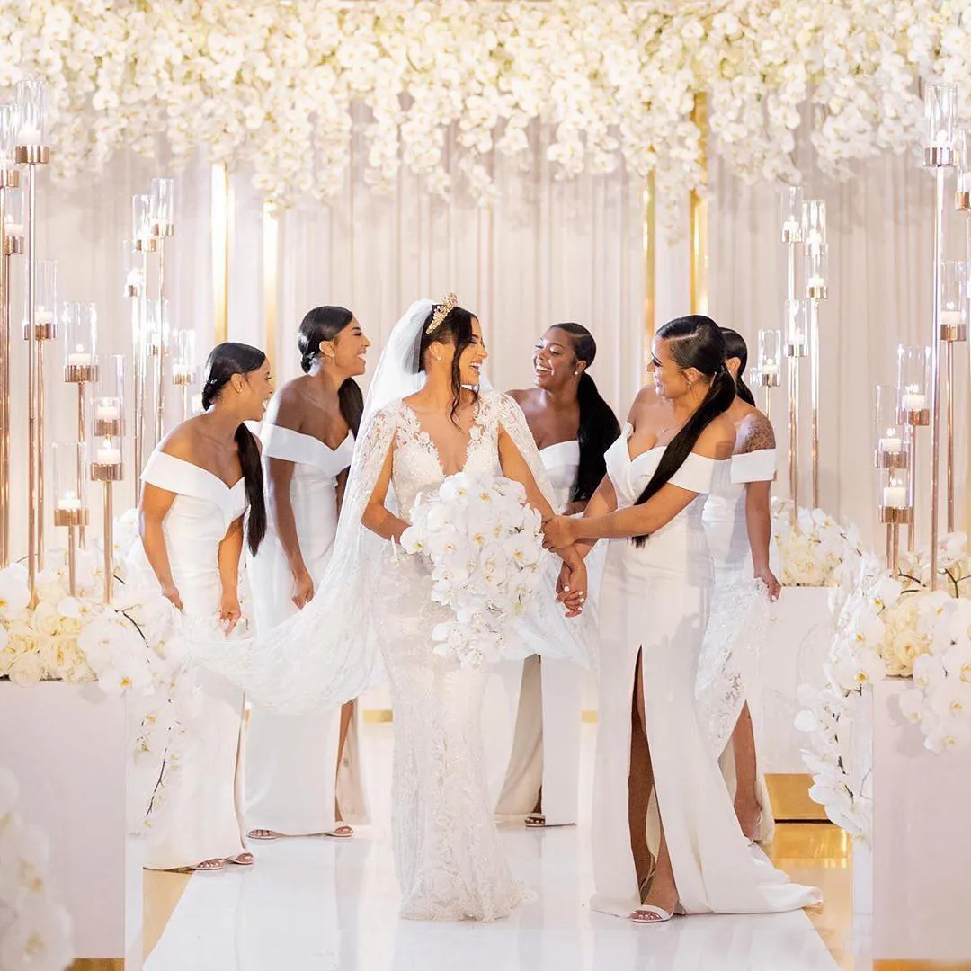 reception bridesmaid dresses Deep V Neck Cap Sleeves White Wedding Reception Dress Aline Maxi Dress