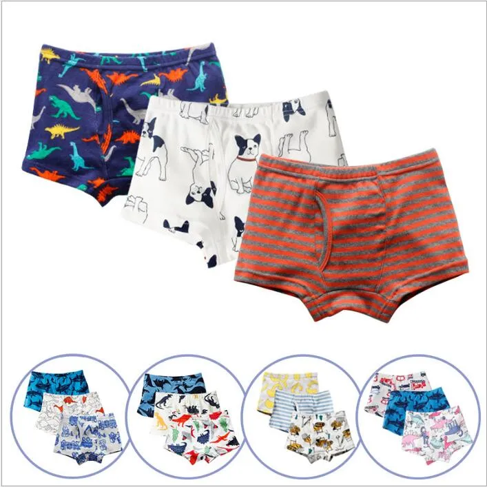 Kinderkleidung Jungen Sommerhöschen Cartoon Ins Unterhose Druck Weiche Unterwäsche Baumwolle Tier Dinosaurier Briefs Gestreifte Hai Boxershorts B4330