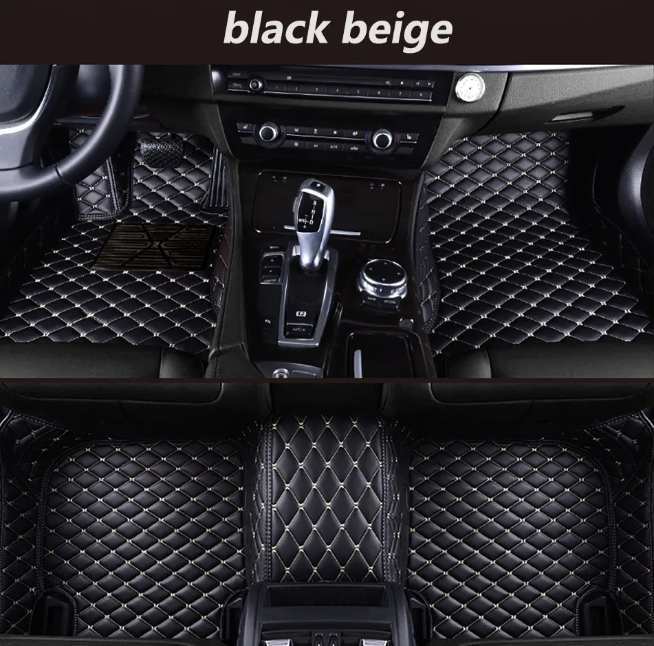  Protection Tapis de Sol Voiture PU Cuir pour Volvo XC90 Avant  et Arrière Tapis Sol Universel(Color:Black)