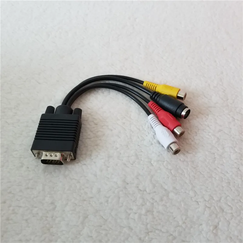 Câble convertisseur ordinateur vers TV VGA vers AV S-Type Terminal Adaptateur Fil 1 à 4 Spltter Cordon 11cm