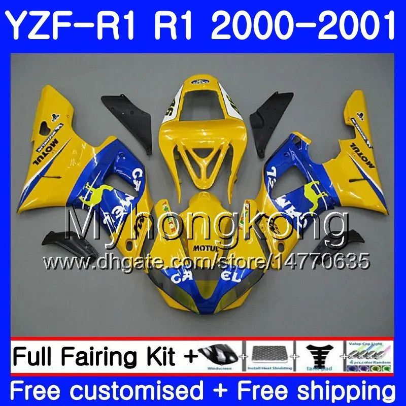 Corpo per YAMAHA YZF 1000 CAMEL blu caldo YZF R 1 YZF-1000 YZFR1 00 01 Telaio 236HM.32 YZF-R1 00 01 Carrozzeria YZF1000 YZF R1 2000 2001 Carenatura