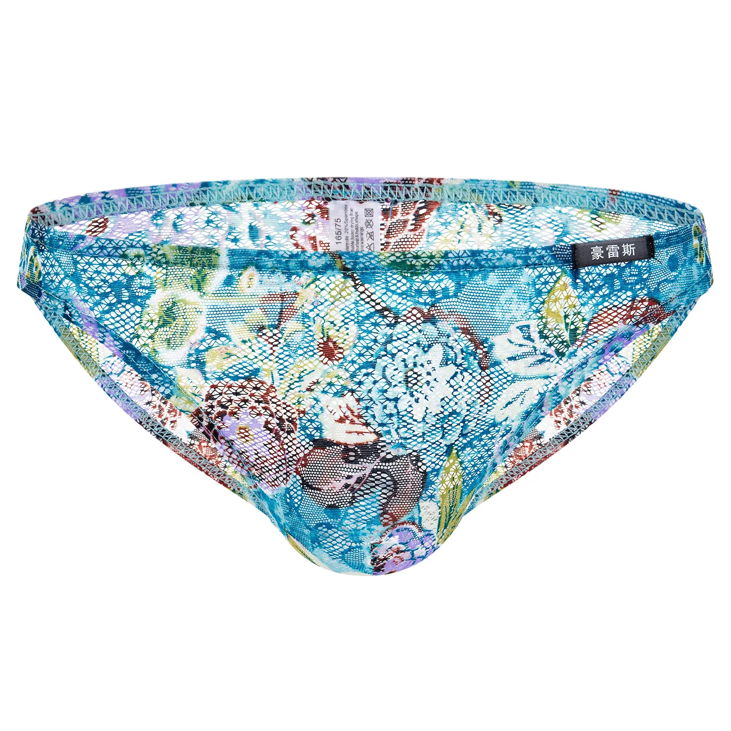 Kleurrijke Sexy Heren Pure Kanten Ondergoed Onderbroeken Thong Heren Homo Slips Bloemenpatroon Slipje voor Lingerie Man