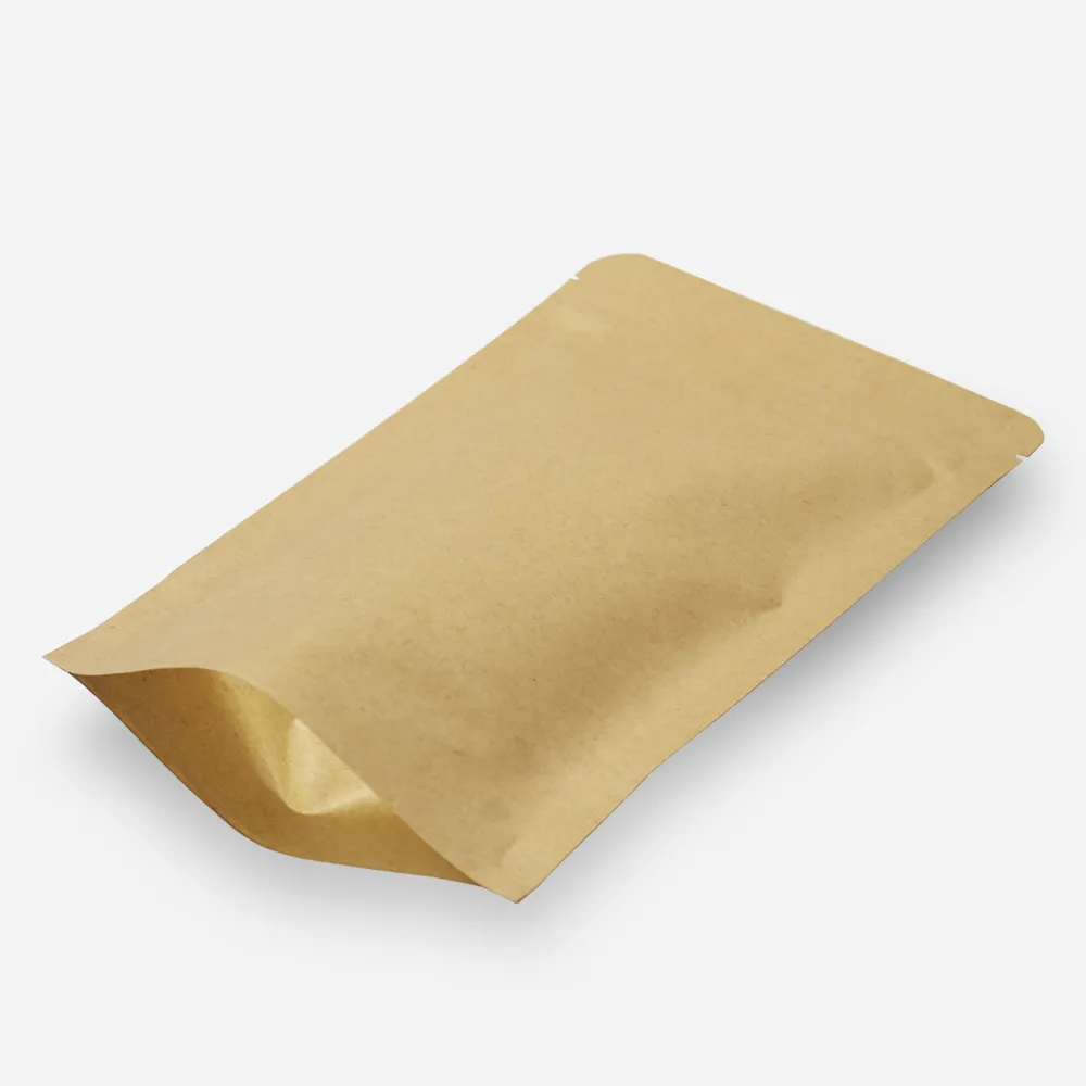 Of 11x18.5cm Brown Kraft Paper Stand Up Ziplock Non Woven Bags For
