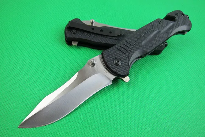 Livraison DHL Assistée Ouverture Rapide Flipper Couteau Pliant 440C Drop Point Satin Lame Noir G10 Poignée EDC Gear