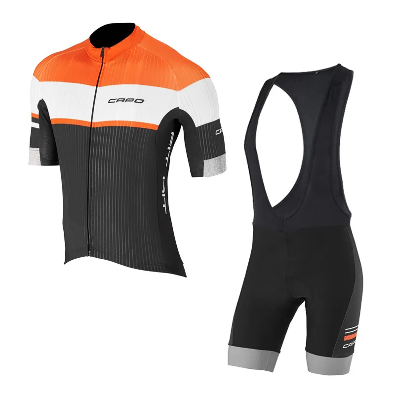 Män Capo Team Cykling Jersey Suit 2022 Sommar Kortärmad tröja / Bib Shorts Set Maillot Ciclismo Cykel Outfits Snabbtorkande cykelkläder Y220125