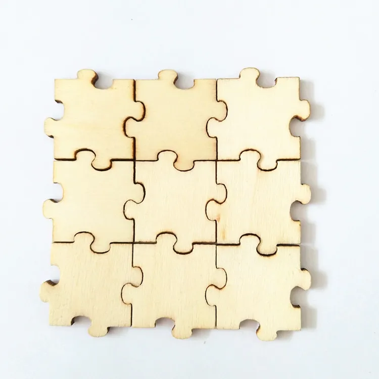 Pezzi di puzzle in legno tagliato al laser incompiuto Puzzle di legno singolo senza fine vuoto Puzzle per bambini Libro degli ospiti Arti e mestieri