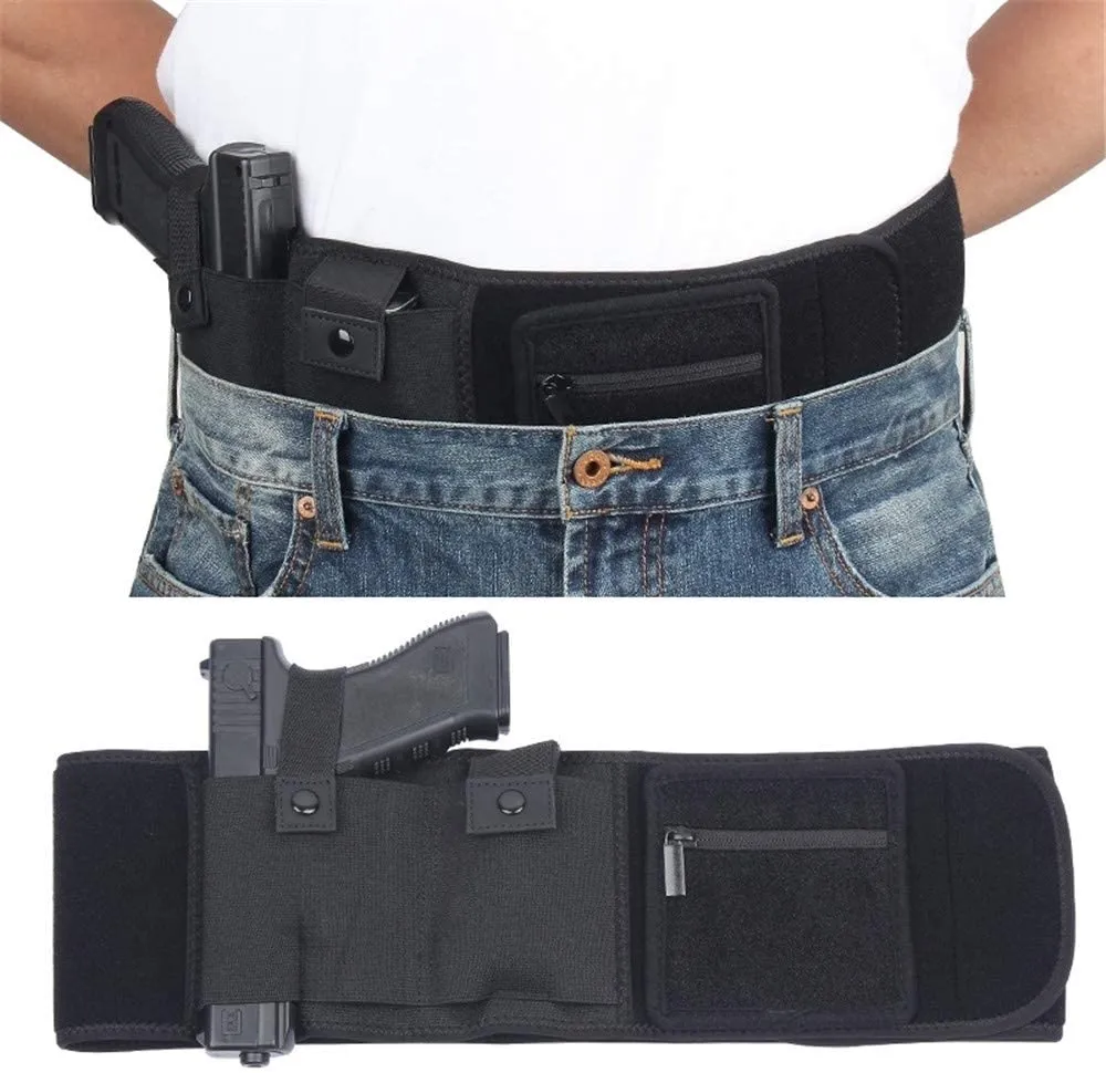 Black Abdomen Holster Belly Band Holsters Concealed Carry Strong