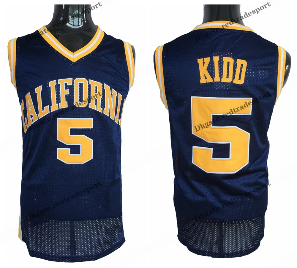 Erkek Kaliforniya Altın Ayılar Jason Kidd Koleji Basketbol Formaları Ev Mavi Vintage # 5 Dikişli Gömlek Jersey S-XXL