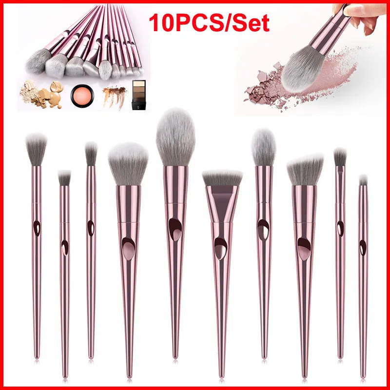 프리미엄 습식 및 와일드 메이크업 브러쉬 10pcs/set cosmetics 브러시 페이스 파운데이션 홍당무 파우더 브러시 컨실러 눈 그림자 브러시 뷰티 도구