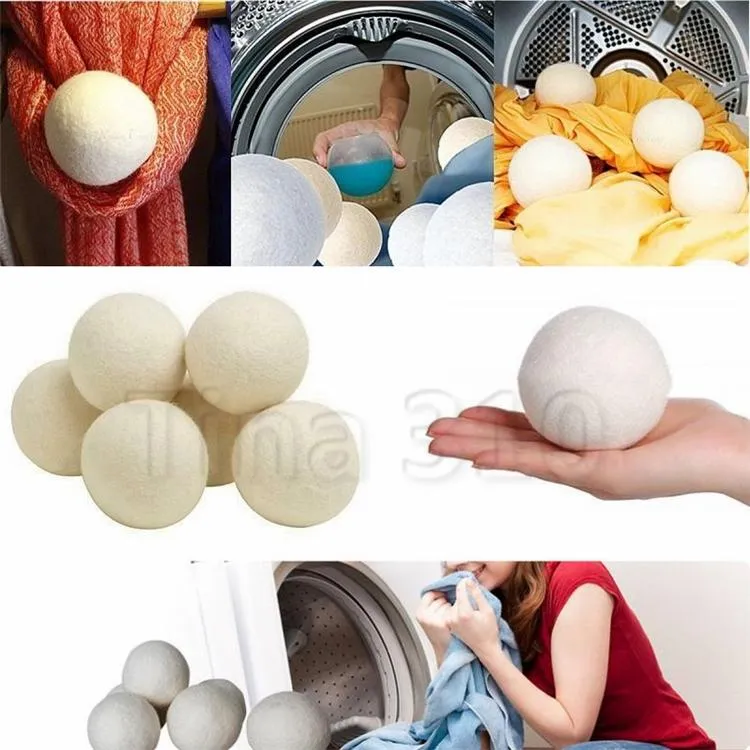 ウール乾燥機ボールはしわを減らす再使用可能な天然布柔軟剤反静的大きなフェルト有機衣類乾燥機ボール洗濯物製品4731