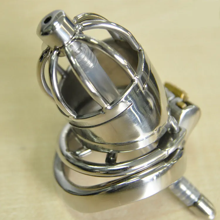 Metal Male Chastity Device Catheter Cock Cage Magic Lock Penis Ring Adult Sex Toys For Men