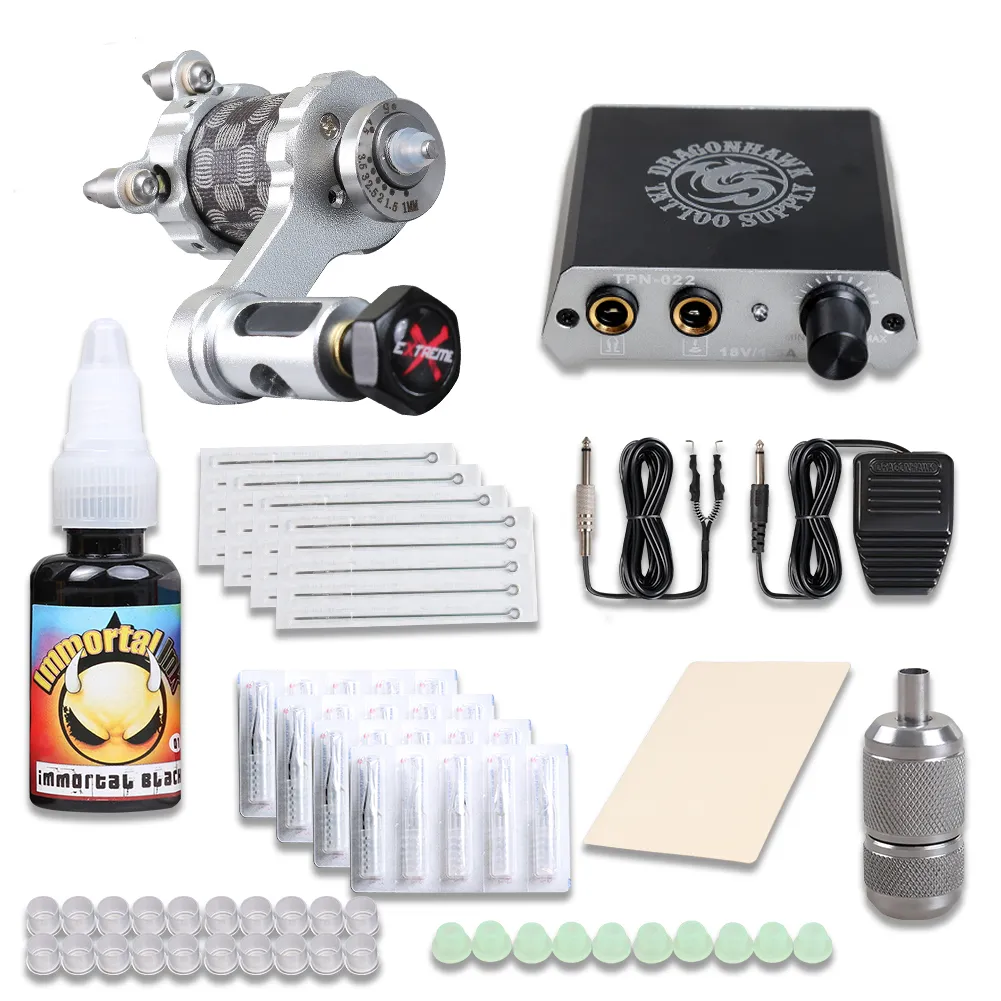 Köp Dragonhawk Extreme Tattoo Kit Rotary Motor Machine Strömförsörjning