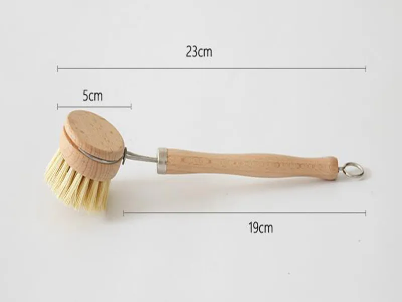 Brosse à Pot à Long manche en bois naturel, poêle de cuisine, bol à vaisselle, brosse de nettoyage, outils de nettoyage ménager