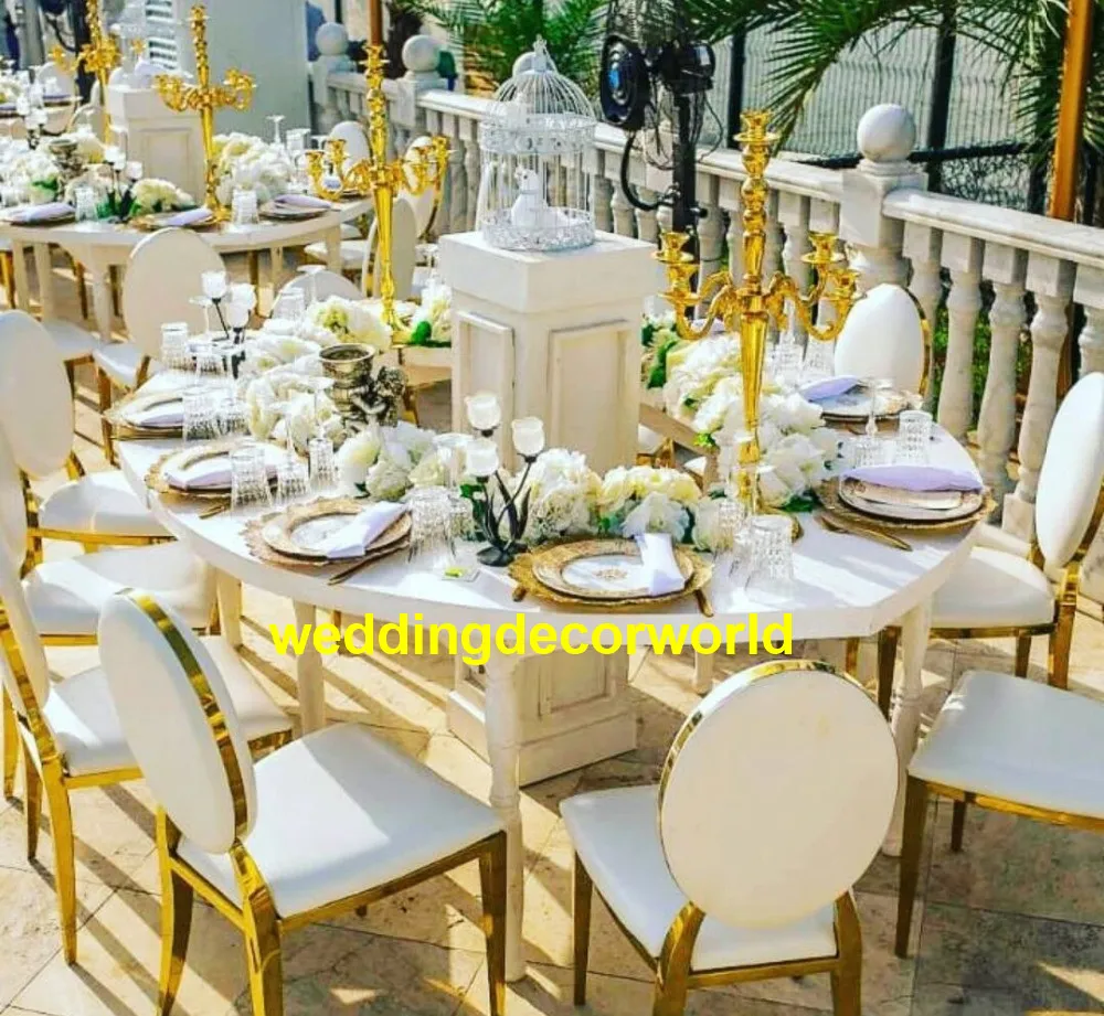Ny stil långbord mittpunkten guldkandelabra ljushållare ljusstake bröllop rekvisita decor369