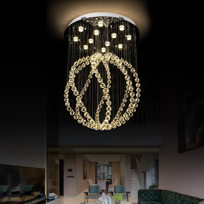 Luxe Crystal Kroonluchter Mooie bolvormige ontwerplamp Moderne indoor hangende verlichting voor woonkamer eetkamer trap