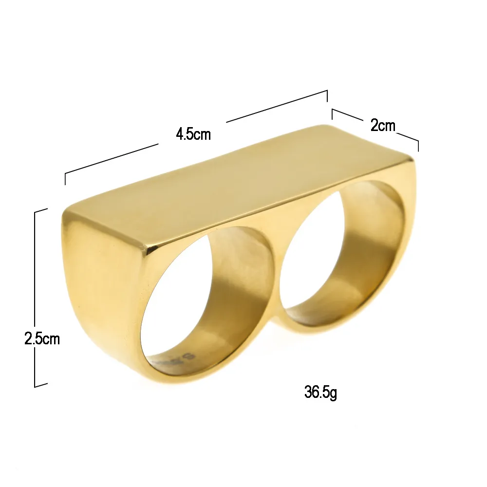Personalized Double Finger Hip Hop ring doorbells - Gold