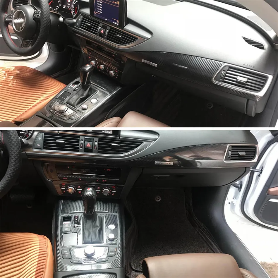 audi a7 2011-2018 인테리어 중앙 제어 패널 도어 핸들 3D / 5D 탄소 섬유 스티커 데칼 자동차 스타일링 액세서리