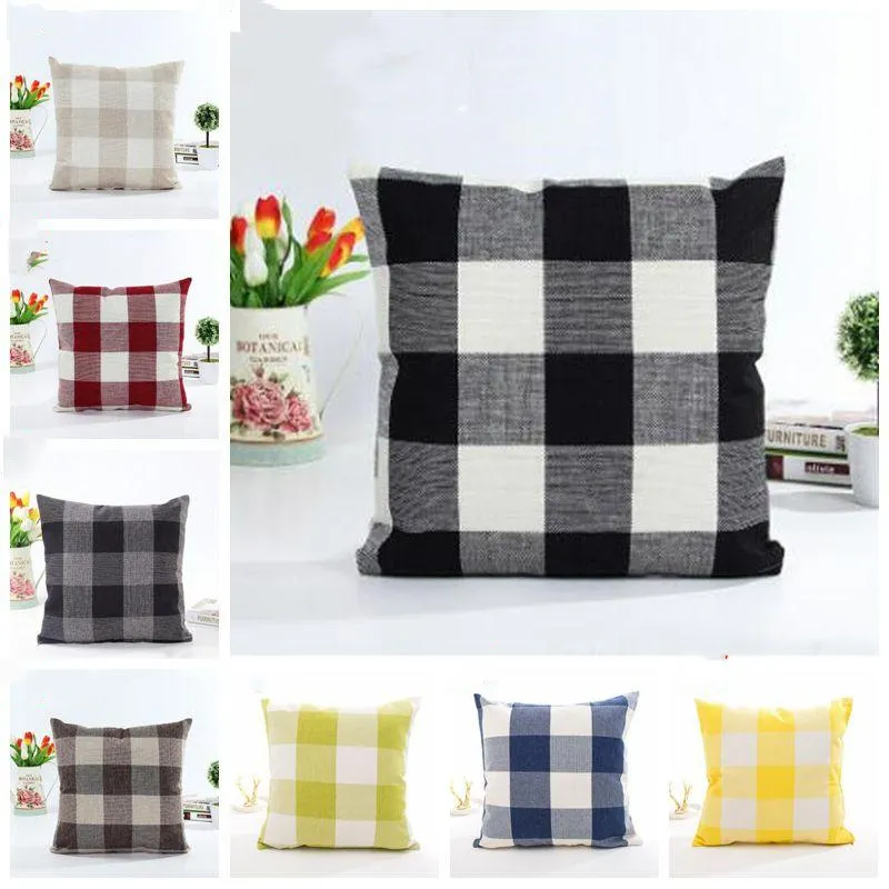 Pillowcase Sofa Couch Cushion Cover Plaid Pillow Covers Classic Check Throw Pillow Case Linen Decorative Bedding Supplies 14Designs CZYQ6327