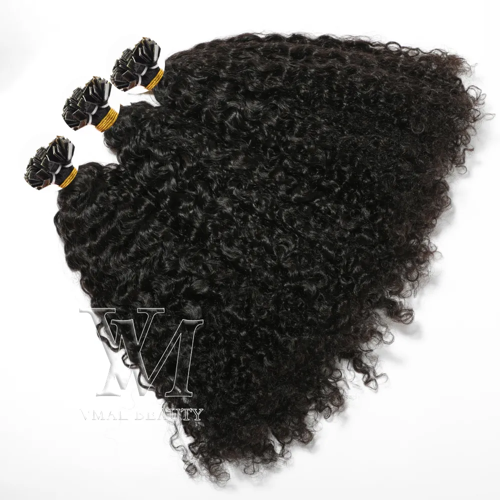 VMAE Malásia Peruviano Tip liso Cabelo humano Afro cor de cor natural cacheado 100g Extensões de cabelo humano virgem