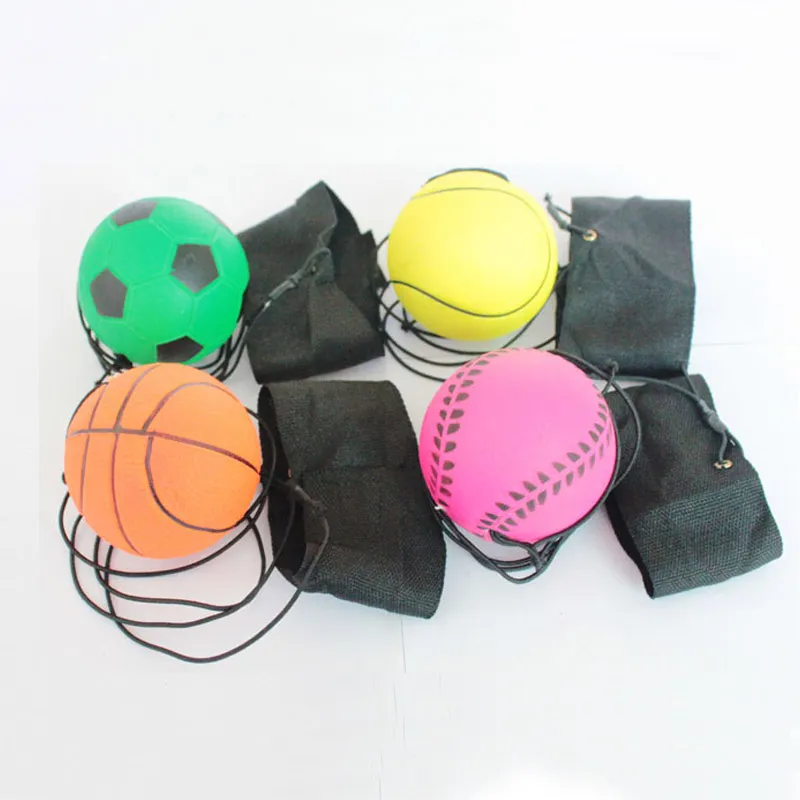 Random Style Fun Toys Bouncy Fluorescent Rubber Ball Wrist Band Ball ...