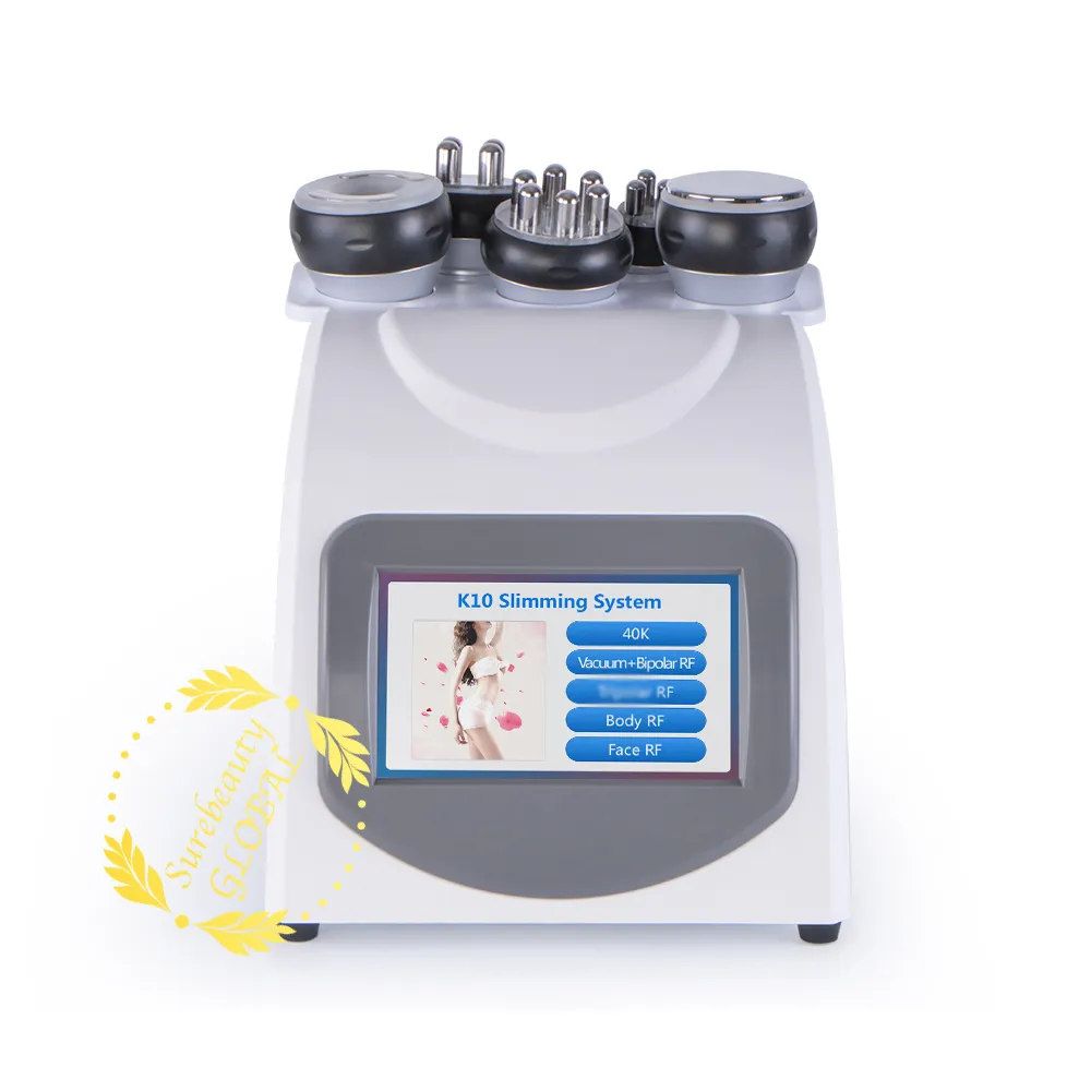 Bärbar 5 i 1 Ultraljuds kavitation RF Slimming Machine Multipolär RF Radiofrekvens Vakuumkavitation Slimming Machine för viktminskning