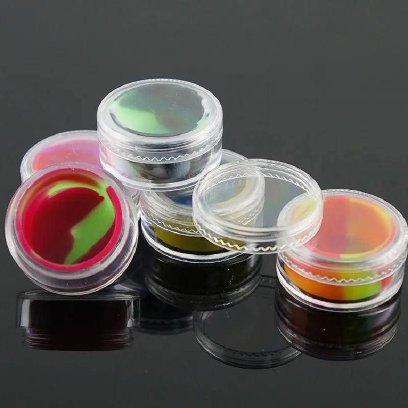 5ml Acrylic wax containers with Food Grade Silicone Insert silicone box 31*15mm Non-stick for Dry Herb Dab Rigs Smoking