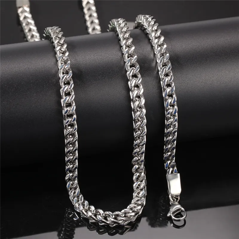 Cadeia 18-24inch Hotsale dos homens de Hip Hop Colar Chains aço inoxidável 316L banhado a ouro seis milímetros colar por Homens Punk Atacado Jóias