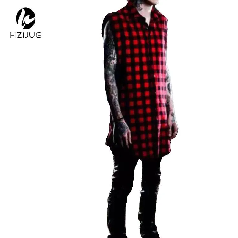 Weiß Rot Plaid Xxxl unterstützen lang Zipper Street Swag Mann Hip Hop Skateboard Tyga T -Shirt T-Shirt Top-T-Shirts Herren Bekleidung Fitness