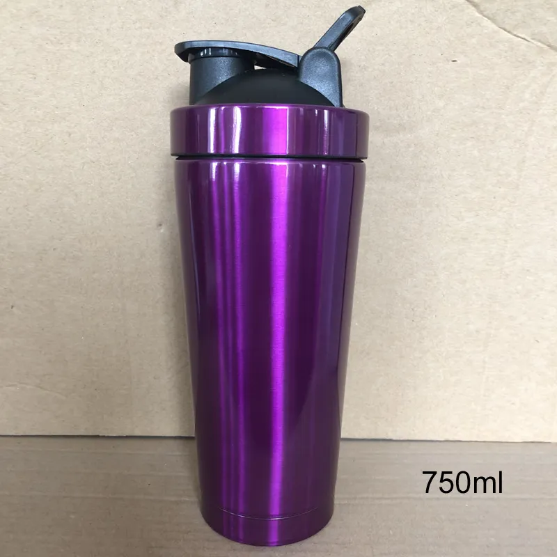 700 ml rostfritt stål metall protein shaker kopp blender mixer flaska sport vattenflaska med lock gratis frakt